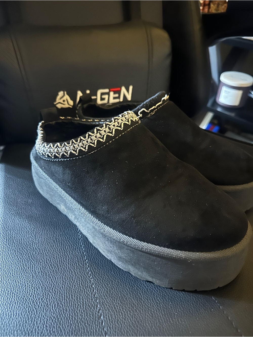 Mudd Black Slip-On Platform Mules with Contrast Stitching